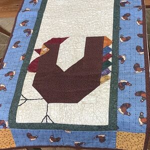 Folk Art Farm Country Rooster Chicken Table Runner